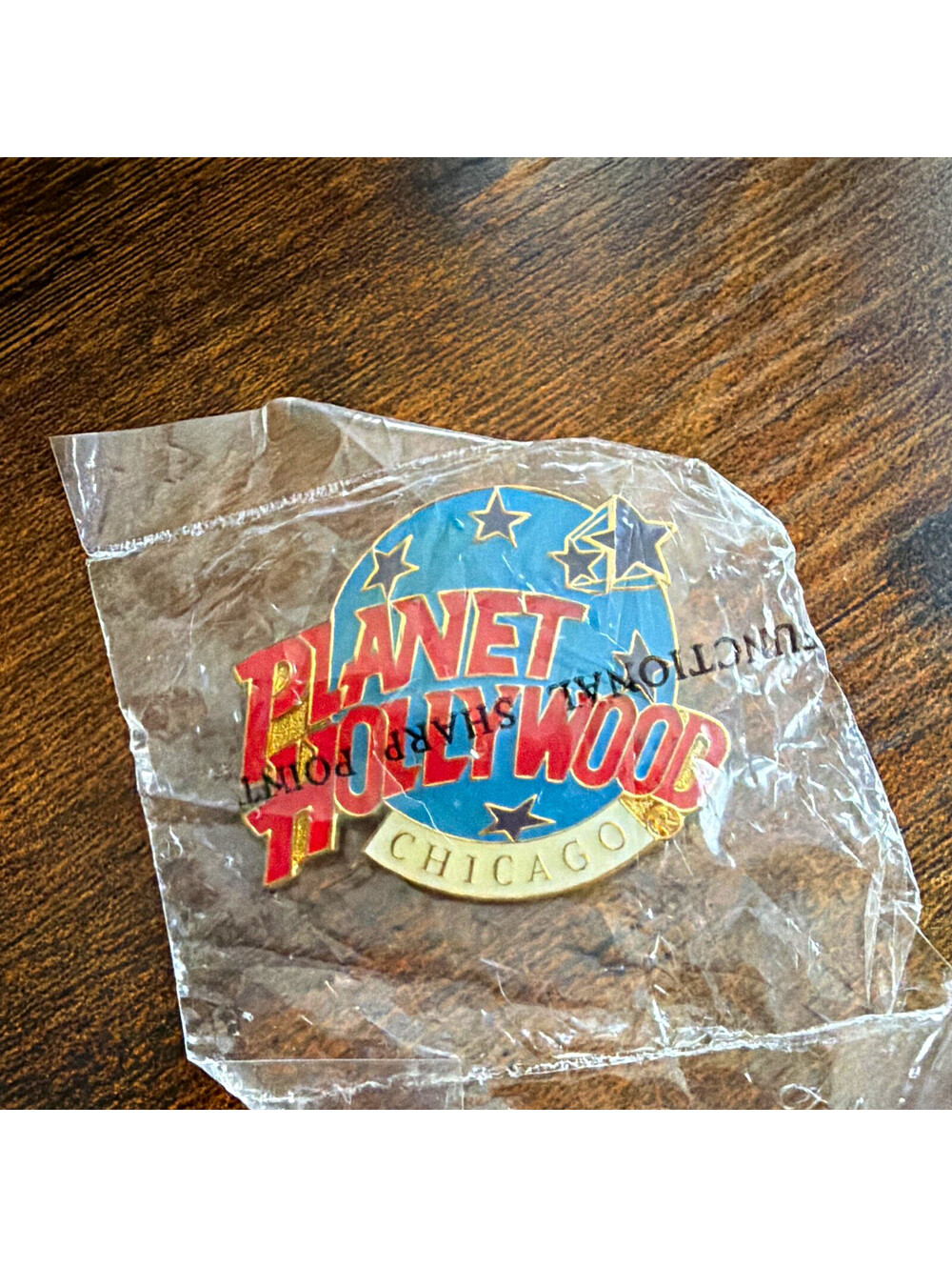 Planet Hollywood Chicago Classic Logo Advertising Pin 1993 Blue Red Gold